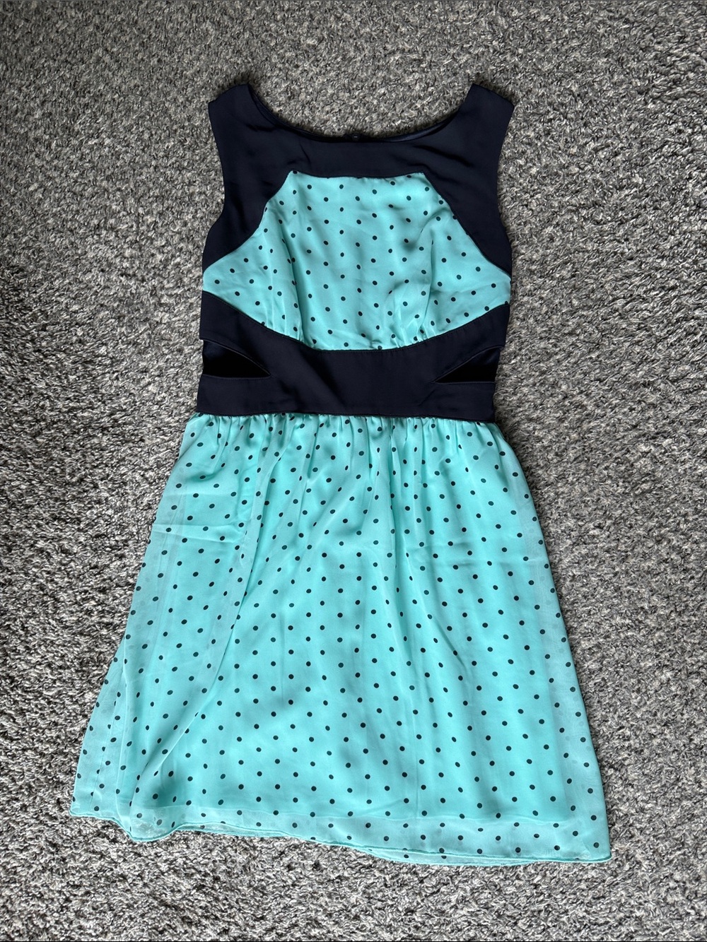 Sweet Storm Mint Green & Navy Polka Dot Dress